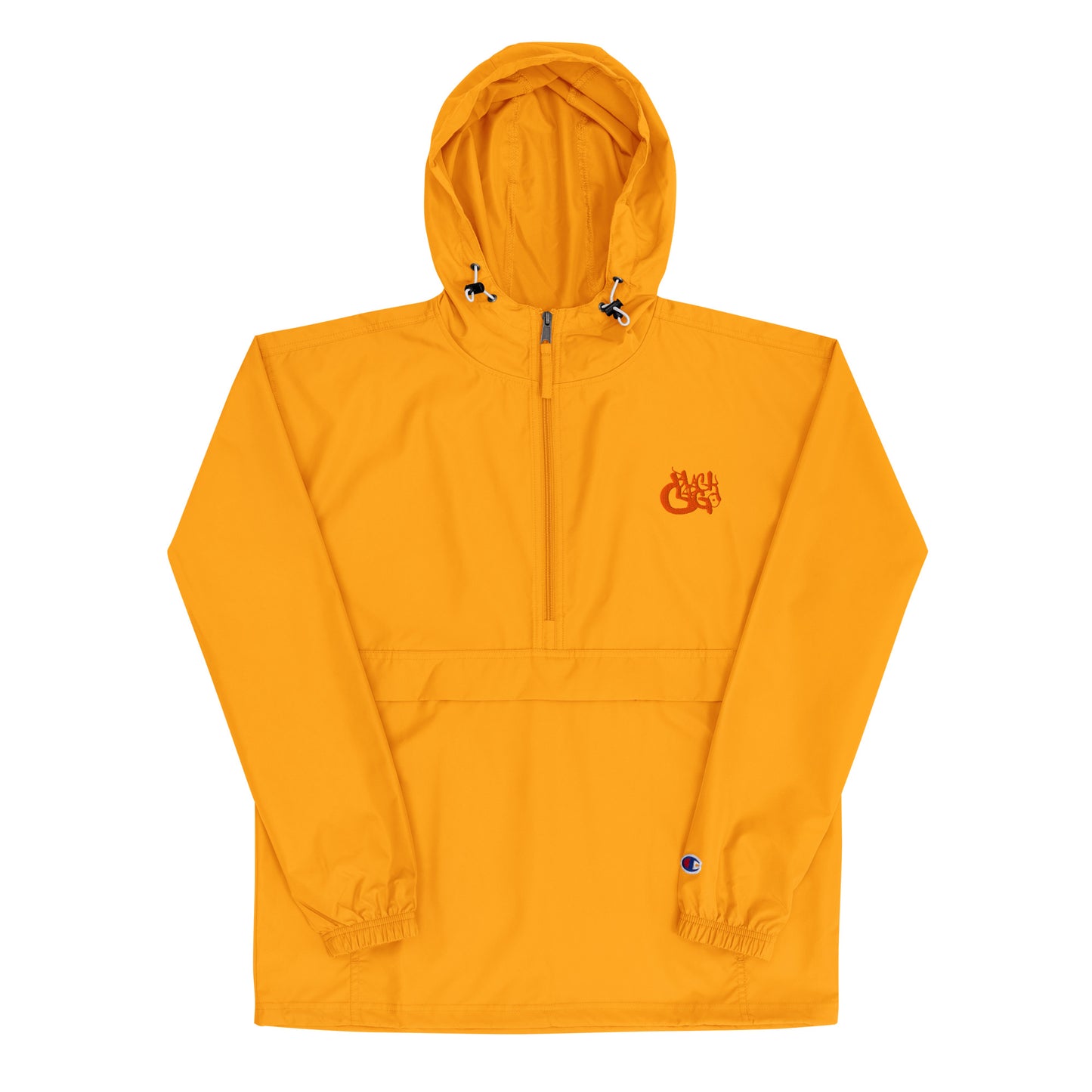 BLACKCARGO| Contemporary Urban Art Apparel for the Woke | Embroidered Champion Packable Jacket - wind and rain resistant polyester - front kangaroo pocket