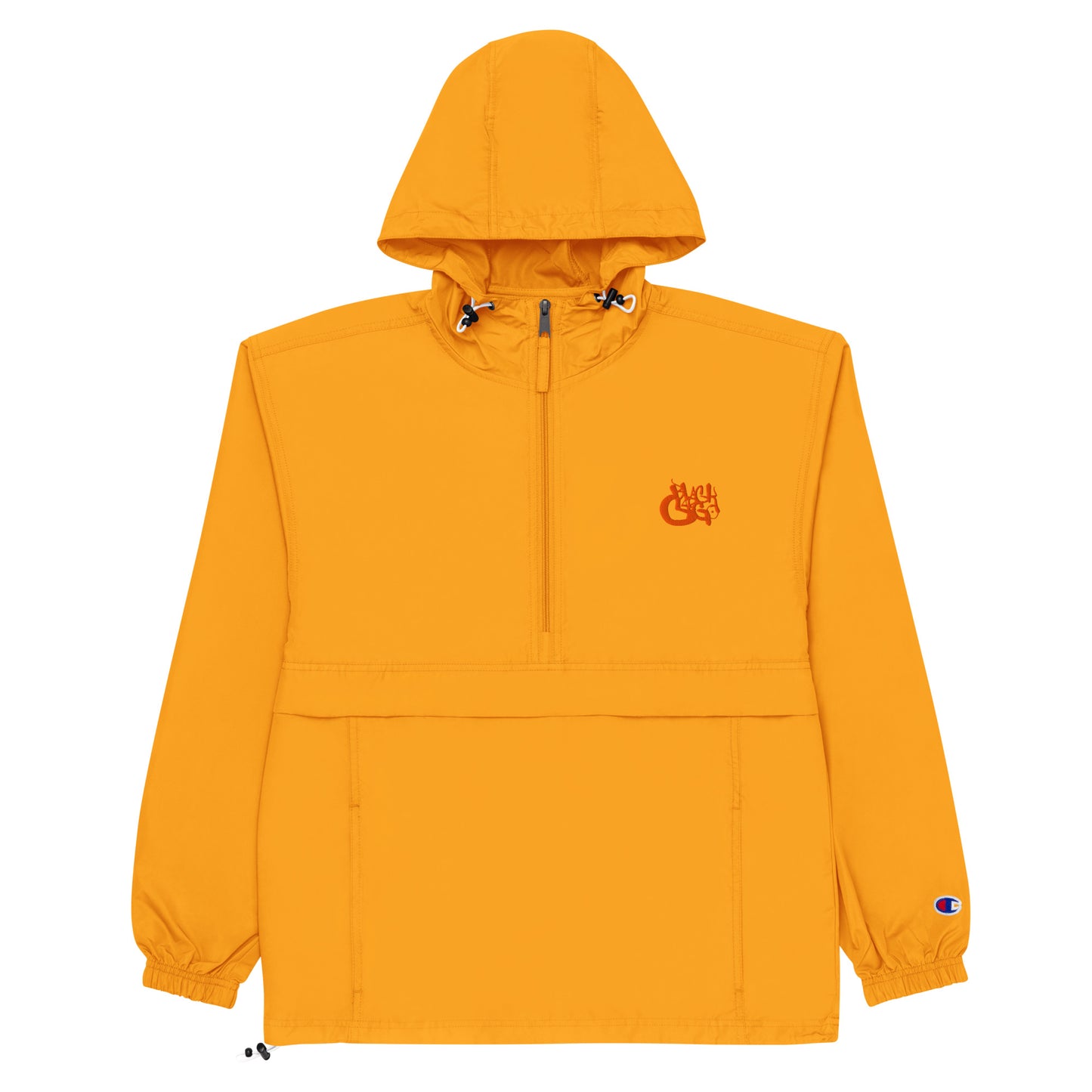 BLACKCARGO| Contemporary Urban Art Apparel for the Woke | Embroidered Champion Packable Jacket - wind and rain resistant polyester - front kangaroo pocket