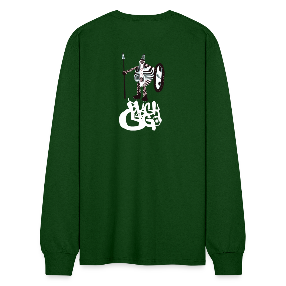 Black Cargo  Apparel - Contemporary Urban Art Apparel for the Woke - Warrior - Men's Long Sleeve T-Shirt - forest green