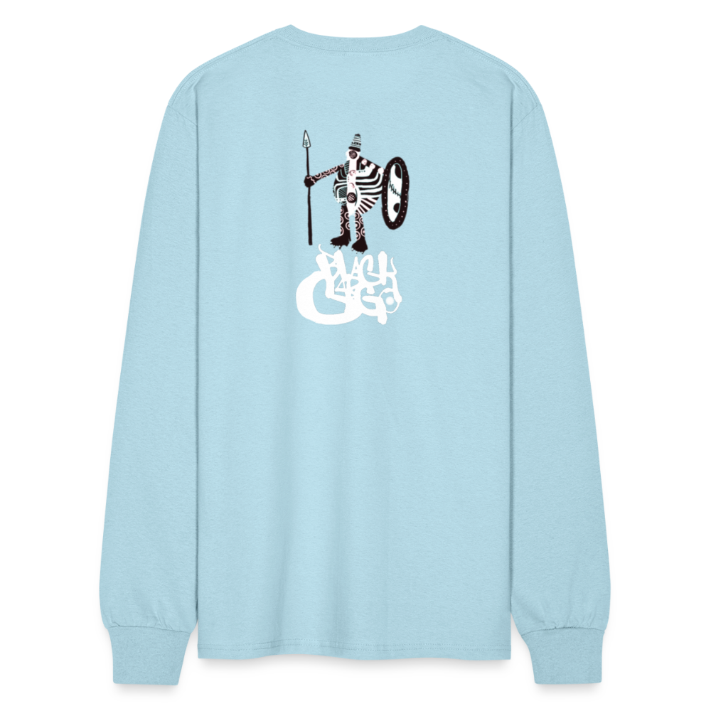 Black Cargo  Apparel - Contemporary Urban Art Apparel for the Woke - Warrior - Men's Long Sleeve T-Shirt - powder blue