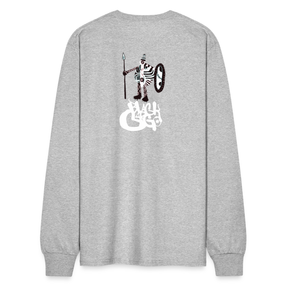 Black Cargo  Apparel - Contemporary Urban Art Apparel for the Woke - Warrior - Men's Long Sleeve T-Shirt - heather gray