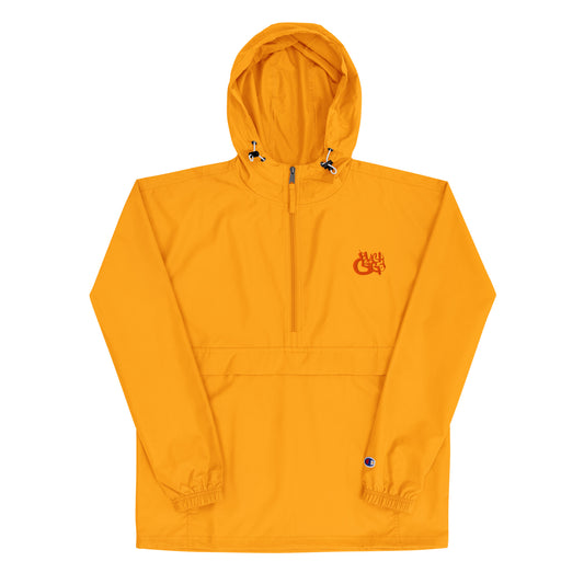 BLACKCARGO| Contemporary Urban Art Apparel for the Woke | Embroidered Champion Packable Jacket - wind and rain resistant polyester - front kangaroo pocket